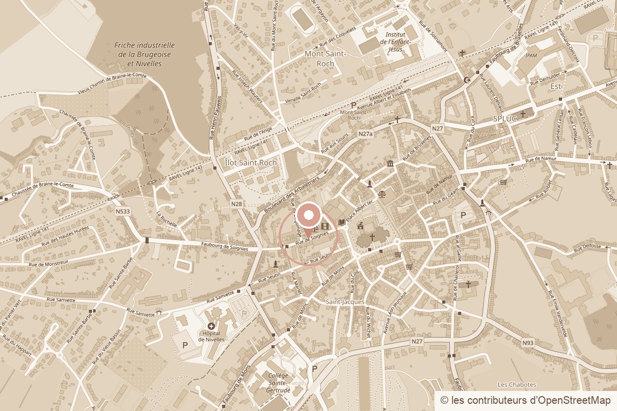 Plan d’accès : Esmasium Nivelles, 12 rue de Soignies, 1400 Nivelles